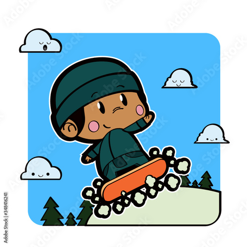 Menino esquiando