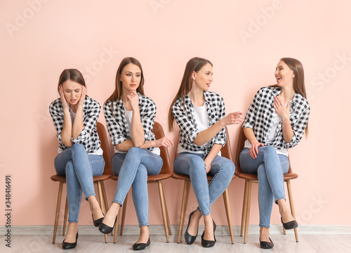 Waiting young women sitting...