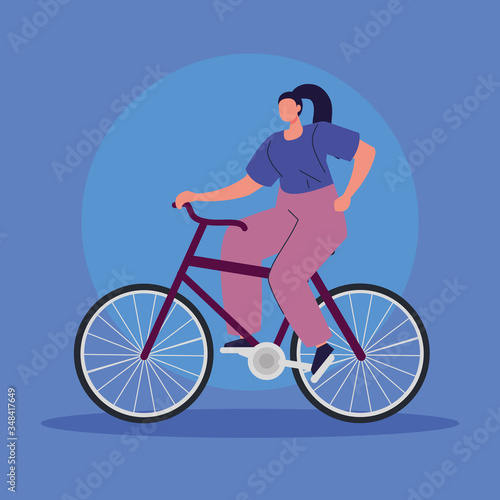 Fototapeta Naklejka Na Ścianę i Meble -  beautiful woman in bike avatar character vector illustration design
