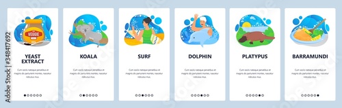 Australia website and mobile app onboarding screens vector template