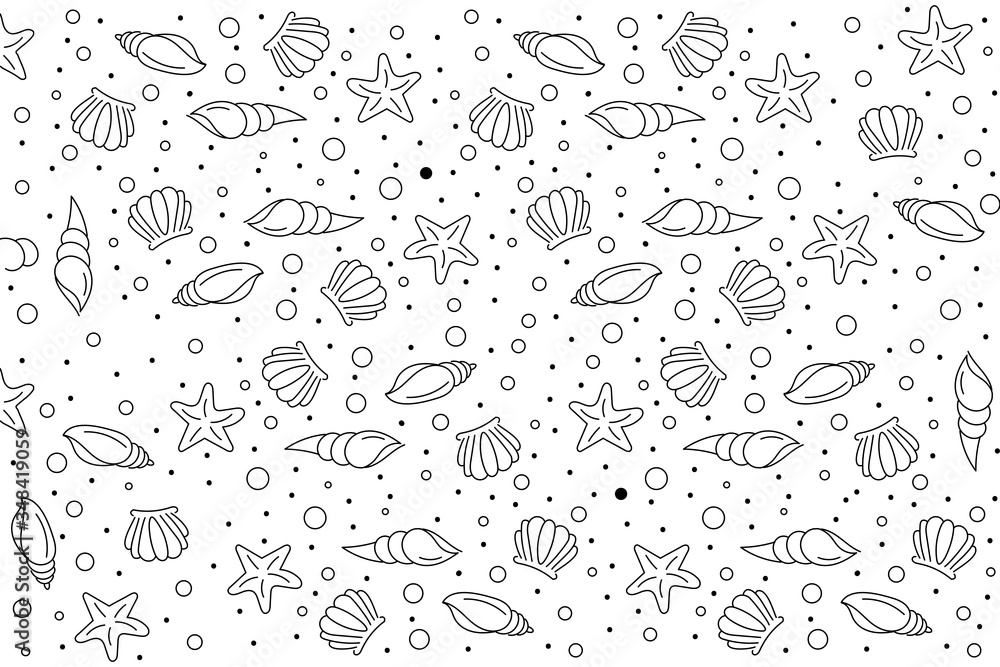 Lineart Hello summer doodle set decoration element. Pattern Summer Doodle vector illustration background