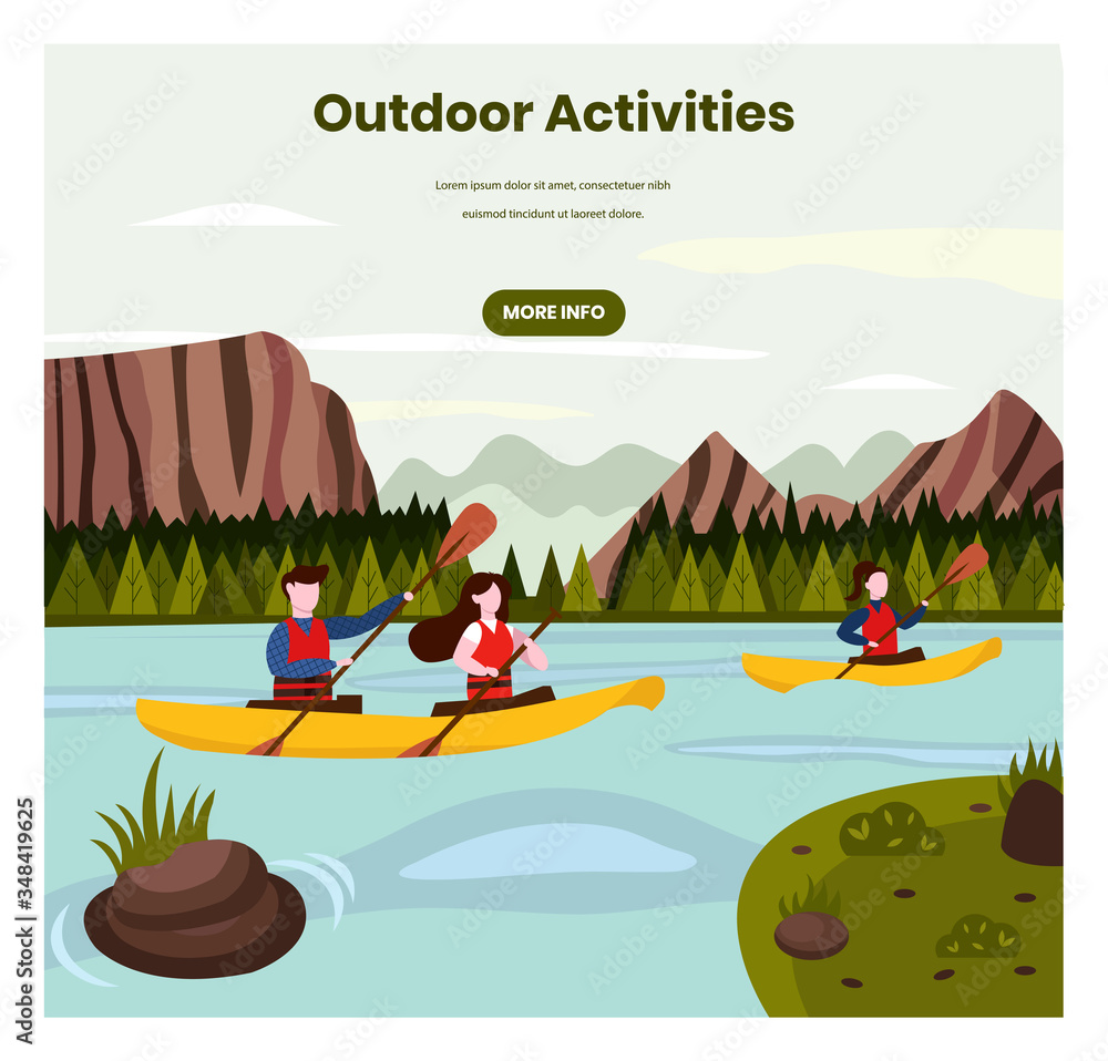 Outdoor activities vector web banner design template