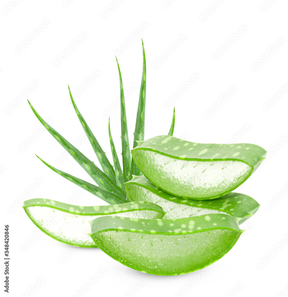 Aloe vera slice on white background. Aloe vera slice on white background.