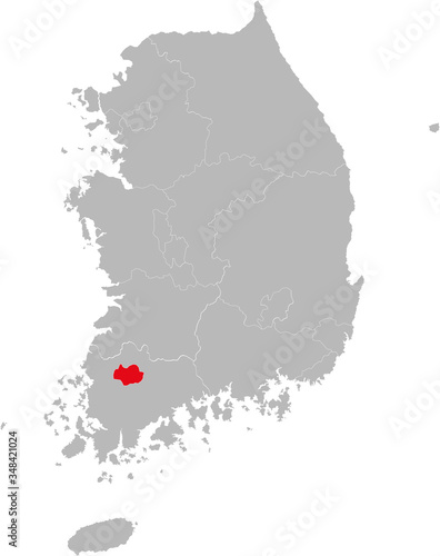 Gwangju city highlighted on South korea map. Business concepts and backgrounds.