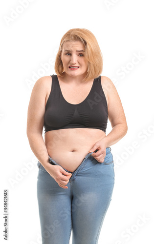 Troubled overweight woman o...