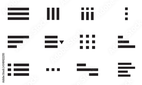 Minimal hamburger menu set. UI design elements collection. Website navigation icon for apps