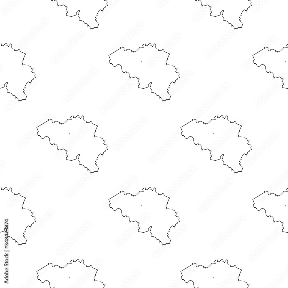 Belgium map pattern. The country in the form of borders. Stock vector illustration isolated on white background.