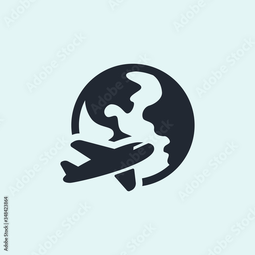 aircraft with a globe for travel icon