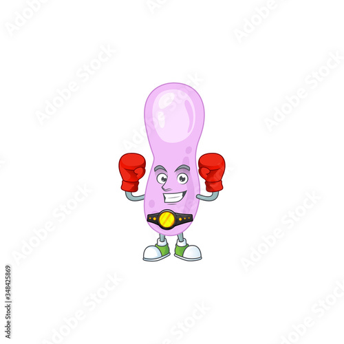 Caricature picture of clostridium botulinum boxing athlete on the arena