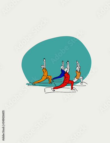 Group of women doing yoga together