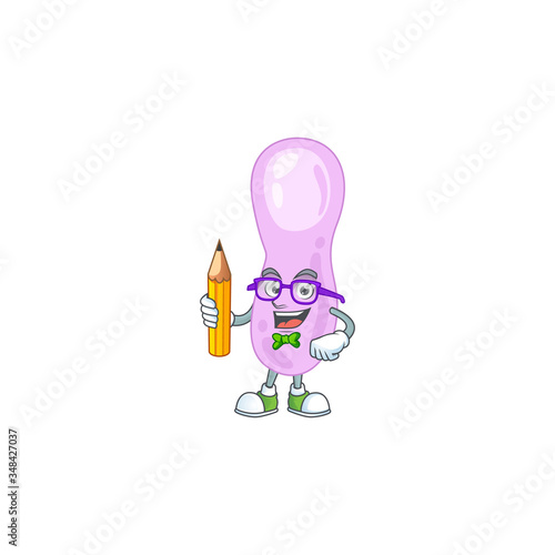 Clostridium botulinum student Mascot design concept studying at home