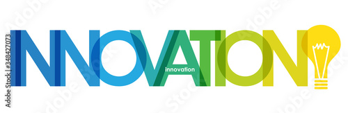 INNOVATION colorful gradient vector typography with light bulb symbol