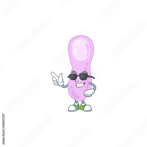 Super cool clostridium botulinum cartoon drawing style wearing black glasses