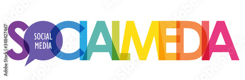 SOCIAL MEDIA colorful gradient vector typography with speech bubble symbol