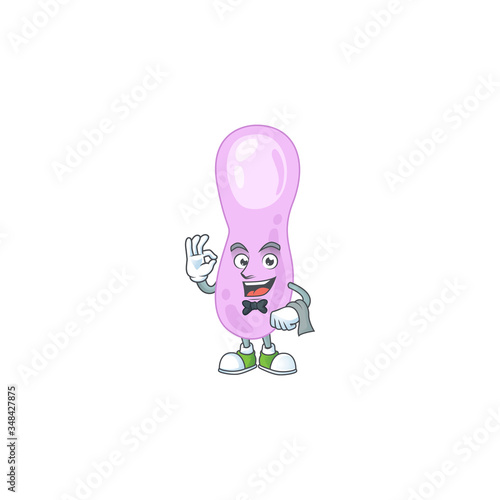 A cartoon image of clostridium botulinum as a waiter character ready to serve