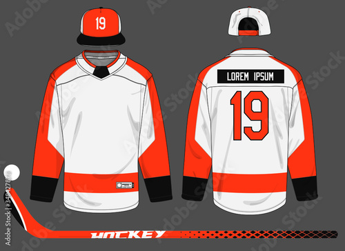 ice hockey jersey uniform template vector kit