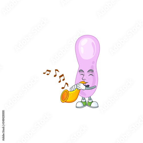 Talented musician of clostridium botulinum mascot design playing music with a trumpet