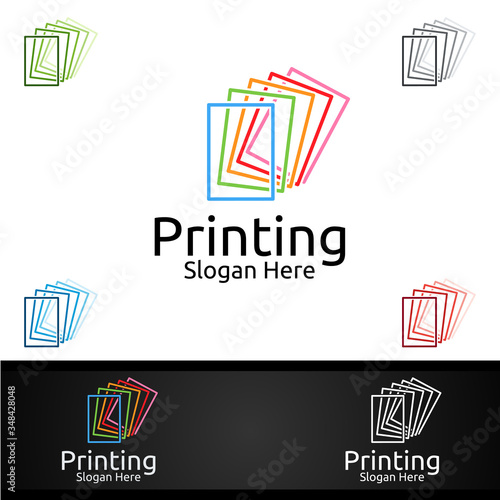 Paper Printing Company Vector Logo Design for Media, Retail, Advertising, Newspaper or Book Concept
