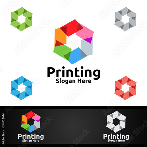 Paper Printing Company Vector Logo Design for Media, Retail, Advertising, Newspaper or Book Concept