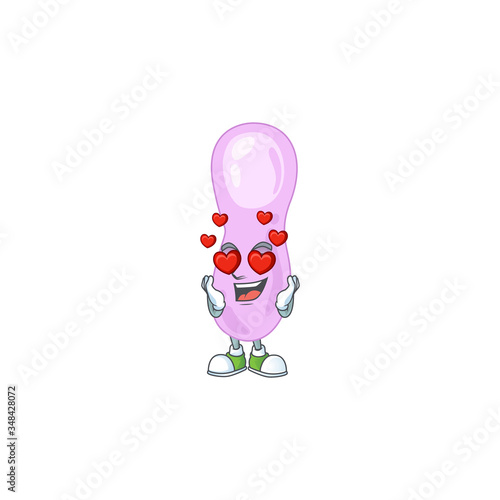 An adorable clostridium botulinum cartoon mascot style with a falling in love face