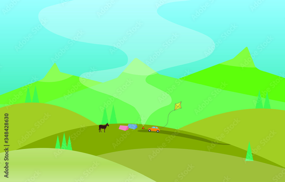 Obraz premium summer landscape with mountains