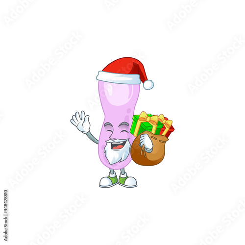Santa clostridium botulinum Cartoon drawing design with sacks of gifts