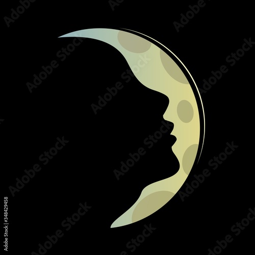 symbol of the moon with woman face.
