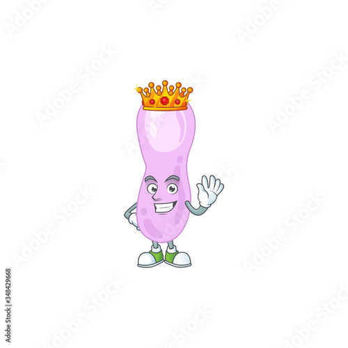 A charming King of clostridium botulinum cartoon character design with gold crown