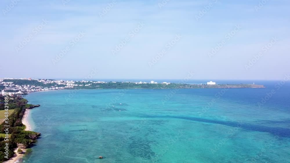 cloudy sky and blue ocean in Okinawa by drone cloudy sky and blue ocean in Okinawa by drone
