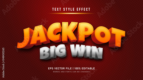 Jackpot big win text effect. editable text effect