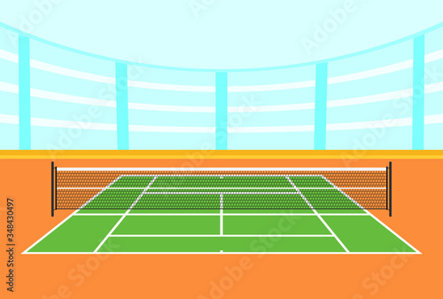 Background of tennis court. FLat vector illustration