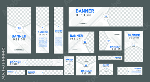 set of abstract web banners of standard size with a place for photos. Business ad banner. Vertical, horizontal and square template. vector illustration EPS 10