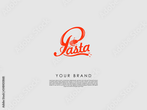 an orange logotype with the word 'pasta' which can be used in food and service sectors