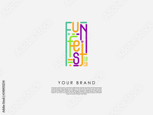 a colourful lively rectangular logo which can be used for parties and festivals