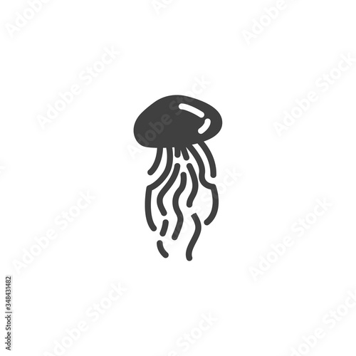 Sea jellyfish vector icon. filled flat sign for mobile concept and web design. Jellyfish animal glyph icon. Symbol, logo illustration. Vector graphics
