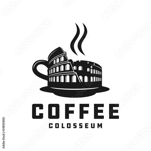 Italian colosseum coffee vector logo