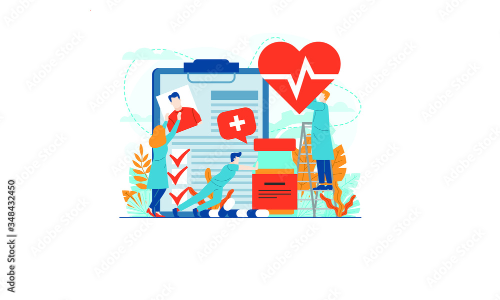 Heart disease medical vector illustration concept doctor working at laboratory vector template background isolated can be use for presentation web banner UI UX landing page