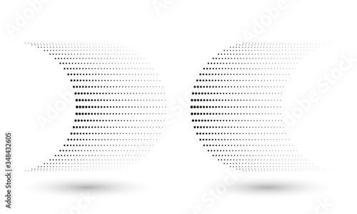 abstract dotted halftone shapes like arrow with gradient