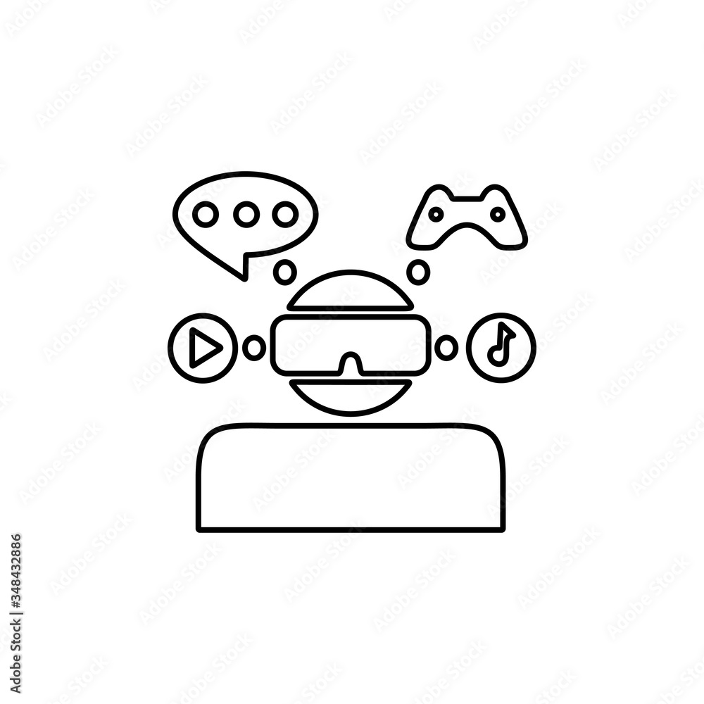 Virtual reality gaming, entertainment concept. VR headset icon in flat design style. Virtual reality gaming, entertainment concept. VR headset icon in flat design style.