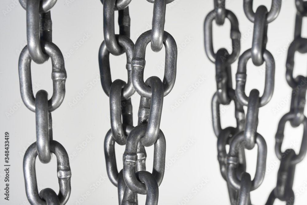 Set of metal chain, isolated on white background Set of metal chain, isolated on white background