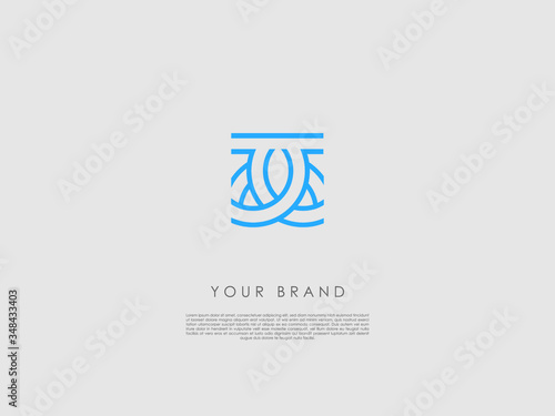 a blue squared business logo which includes lines and arcs and looks like a knot or a piece of a lacework