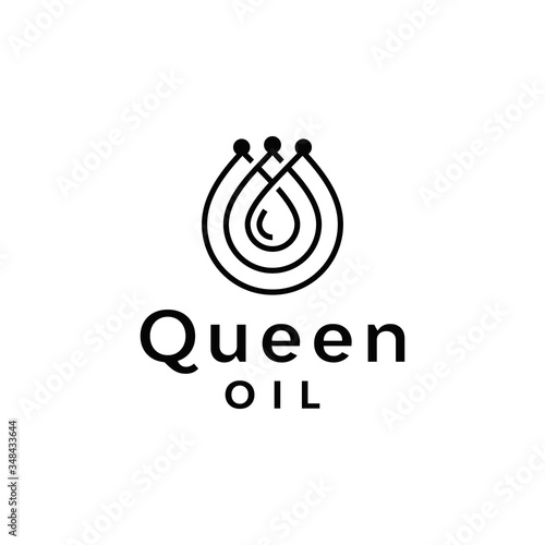 Premium Oil Crown Logo Design Template With Line Style