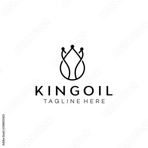Premium Oil Crown Logo Design Template With Line Style