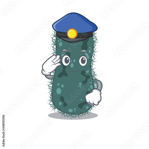 Police officer cartoon drawing of thermotogae wearing a blue hat