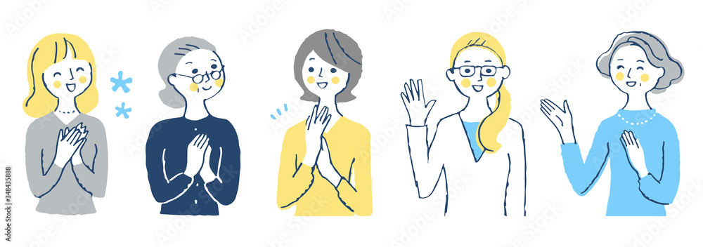 笑顔の女性５人　セット