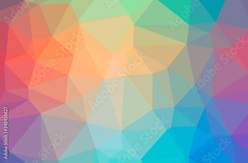 Illustration of abstract Blue  Red And Yellow horizontal low poly background. Beautiful polygon design pattern.