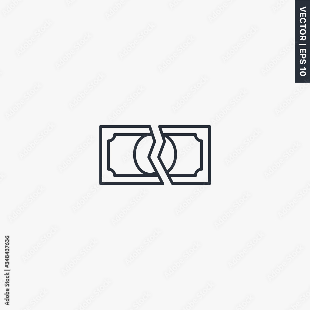 Bankruptcy, linear style sign for mobile concept and web design Bankruptcy, linear style sign for mobile concept and web design