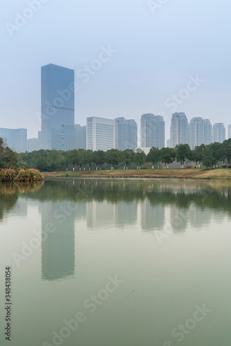 Lakeside modern office building in China