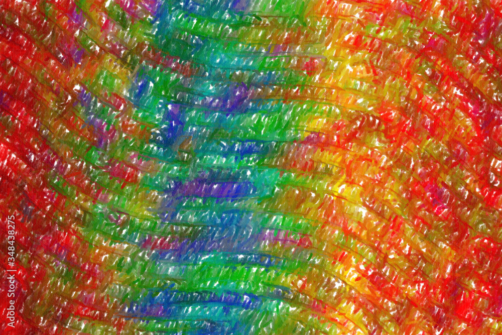 Red, blue and yellow waves Abstract Color Pencil abstract paint background.