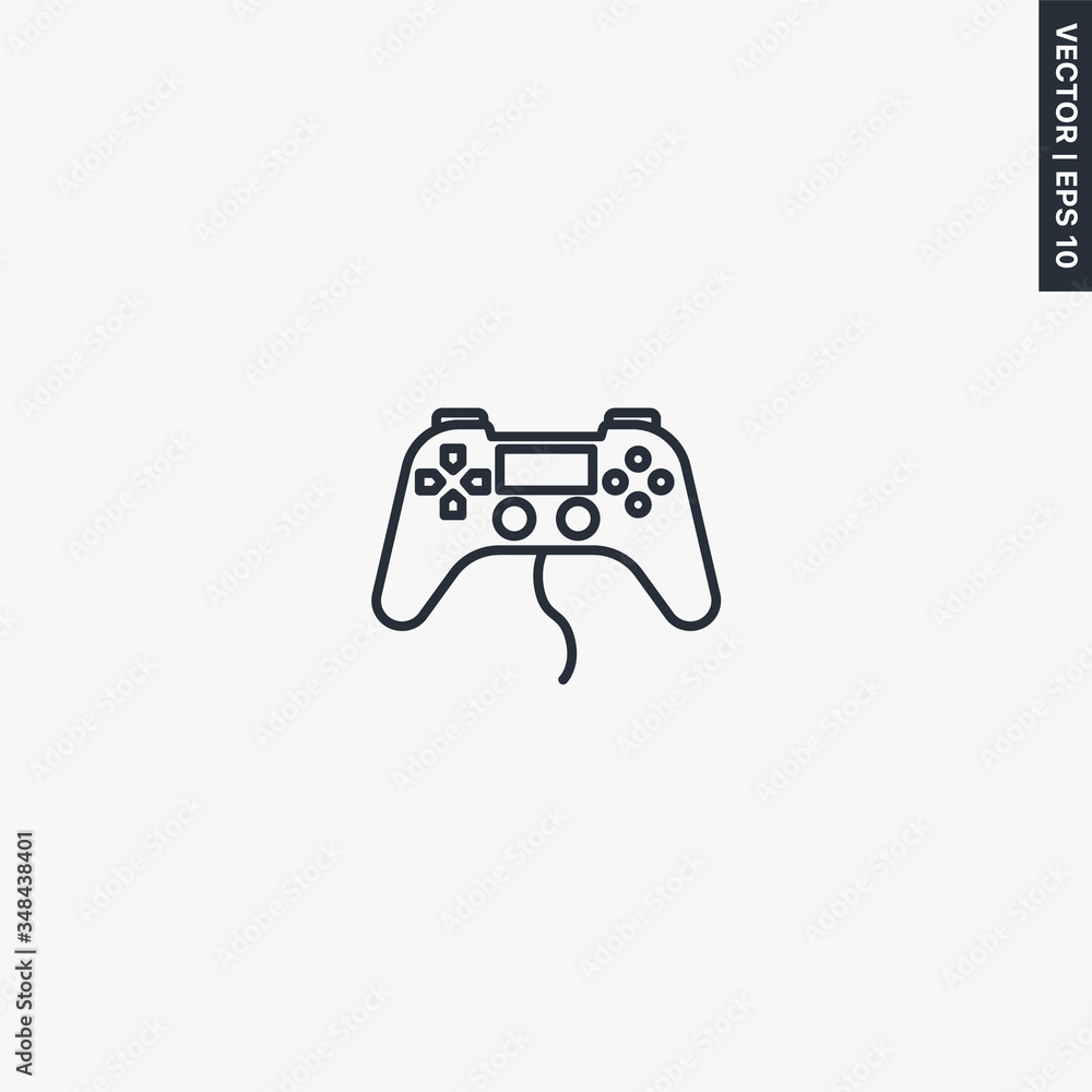 Game controller, linear style sign for mobile concept and web design
